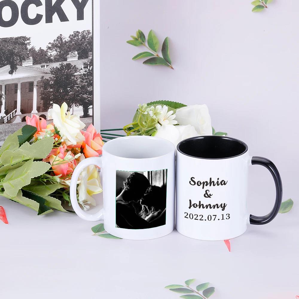 Customized name photo mug couple personalized ceramic mug wedding custom 11 oz