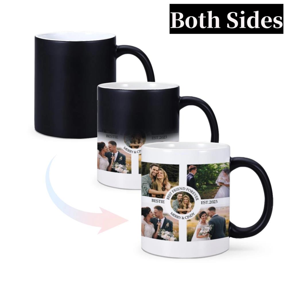 Black Personalized Thermochromic Mug Customized Photo Color Changing Ceramic Mug 11oz