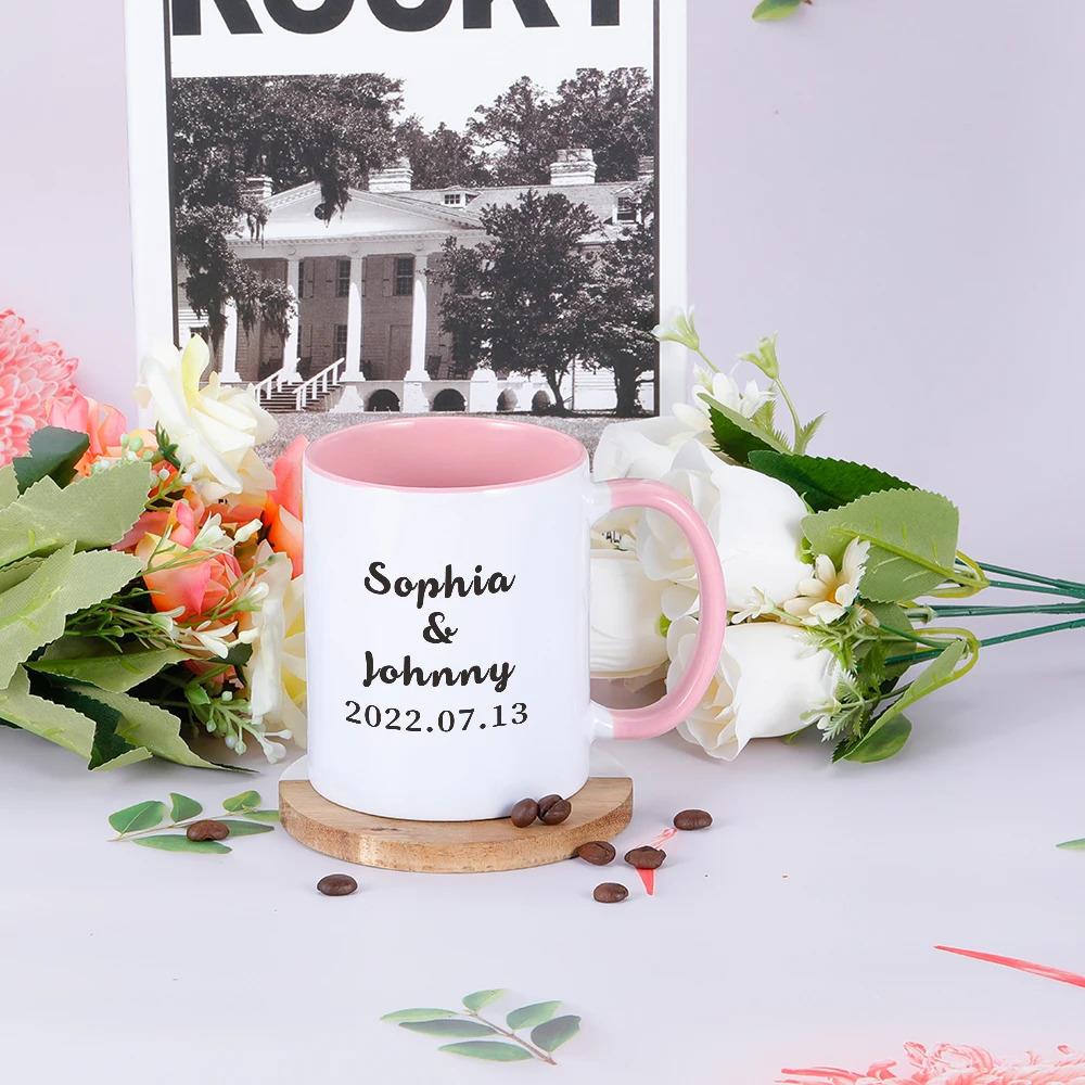 Customized name photo mug couple personalized ceramic mug wedding custom 11 oz