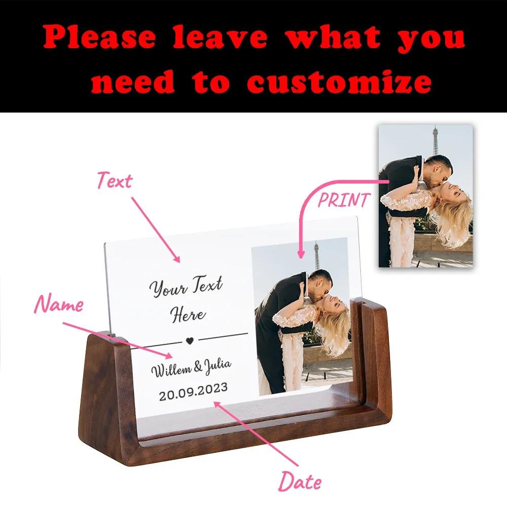 Personalized couple photo frame, customizable text engagement wedding souvenir photo frame