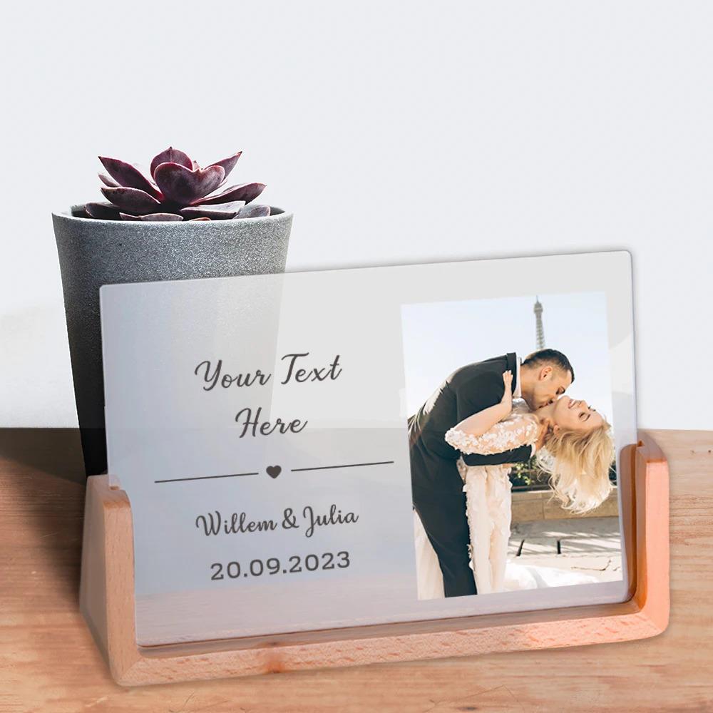 Personalized couple photo frame, customizable text engagement wedding souvenir photo frame