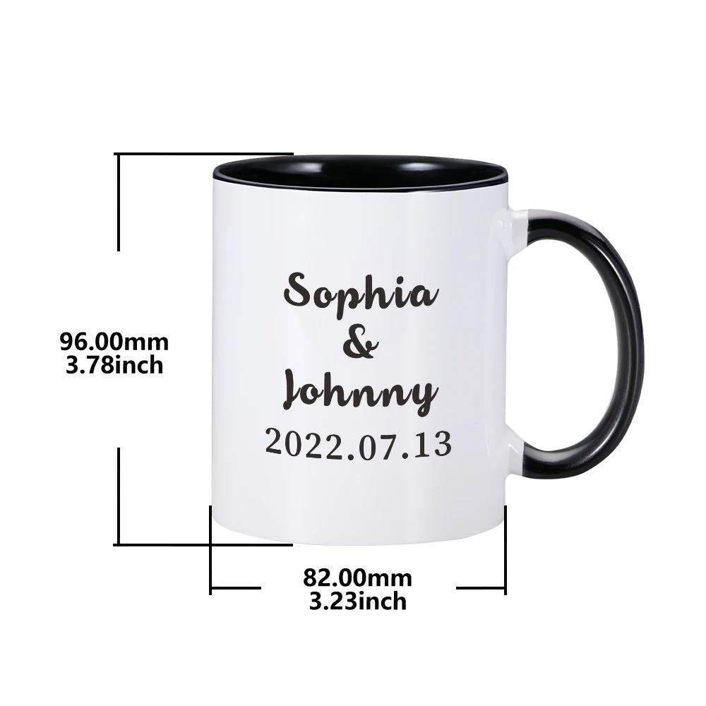 Customized name photo mug couple personalized ceramic mug wedding custom 11 oz