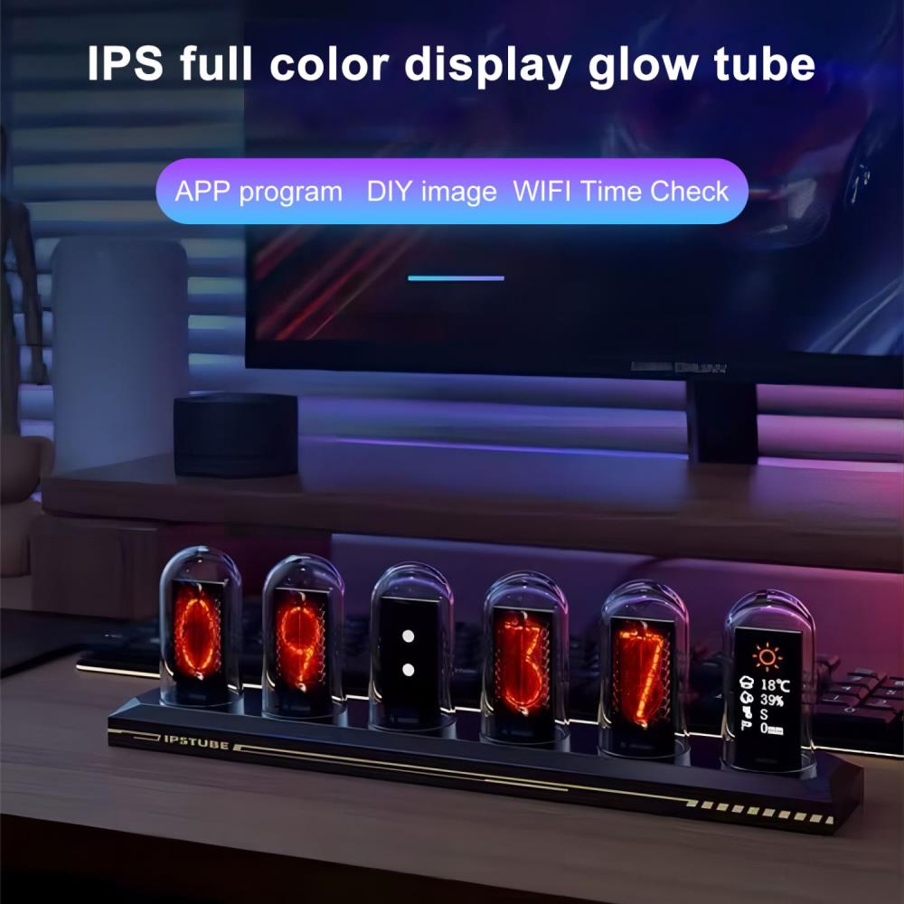 Digital tube clock LED light-emitting IPS color screen DIY gaming desktop home decoration