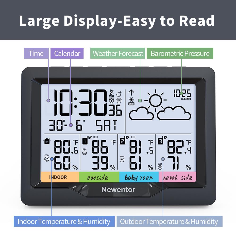 Weather Station Wireless Digital Indoor and Outdoor Forecasting with 3 Sensors