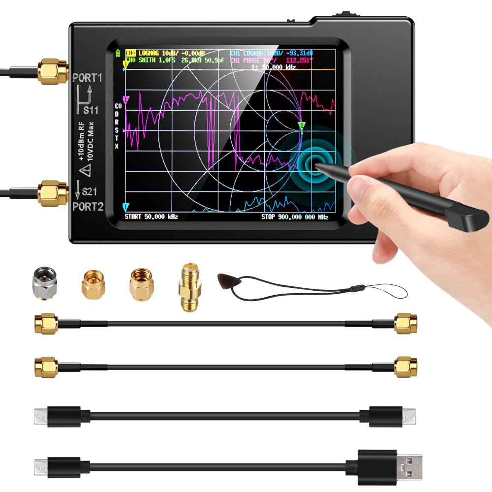 Vector Network Antenna Analyzer 10KHz-1.5GHz MF HF VHF UHF with case SD card slot