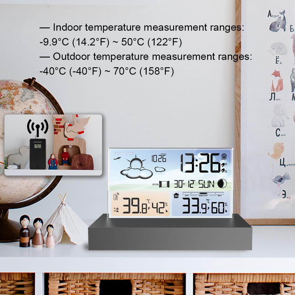 Digital Weather Station Transparent Thermohygrometer Indoor and Outdoor Thermohygrometer