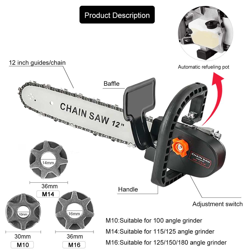 12 Inch Electric Chainsaw Converter Stand DIY Kit for 100/115/125/150/180mm Angle Grinder