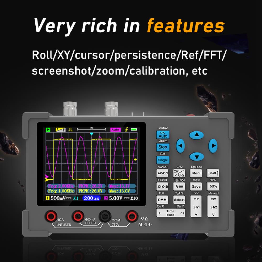 3.2-inch desktop digital oscilloscope 120M bandwidth dual channel 3-in-1