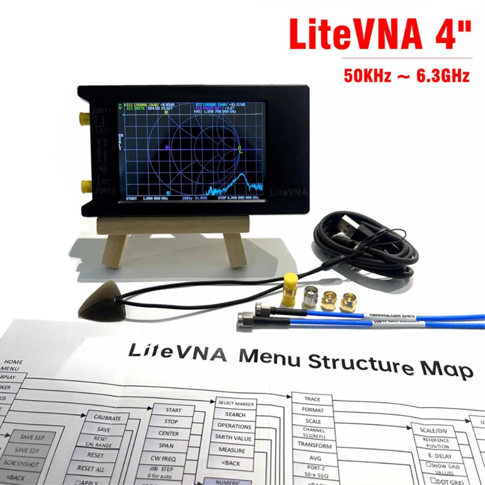 50KHz ~ 6.3GHz LiteVNA 3.95" Touch Screen Vector Network Analyzer HF VHF UHF Antenna Analyzer