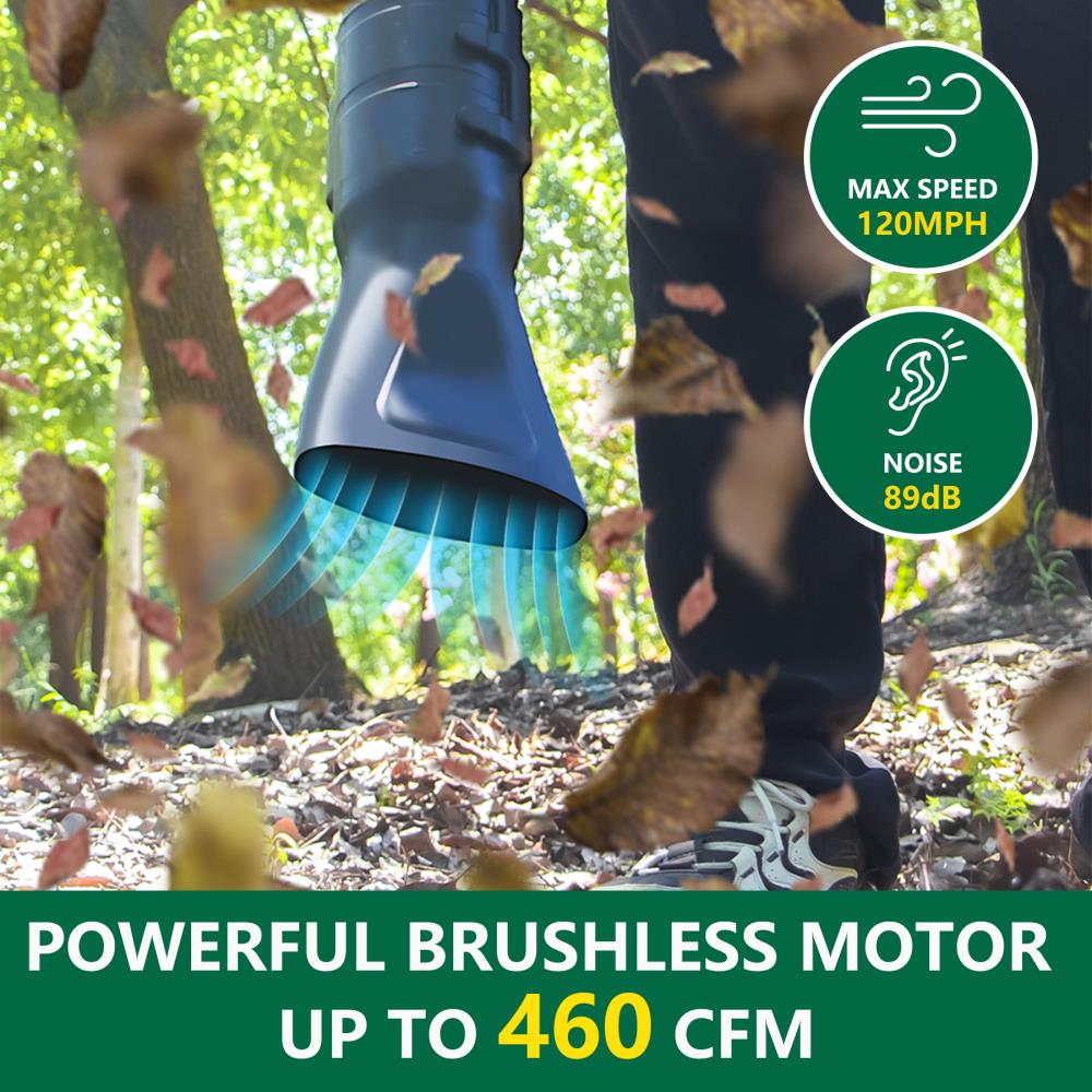 Brushless Leaf Blower 460 CFM and 120 MPH Electric Blower Dust Collector Garden Tools