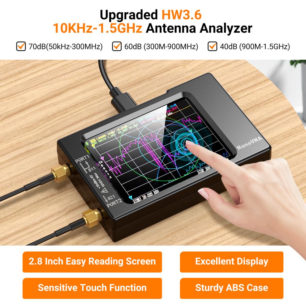 Vector Network Antenna Analyzer 10KHz-1.5GHz MF HF VHF UHF with case SD card slot