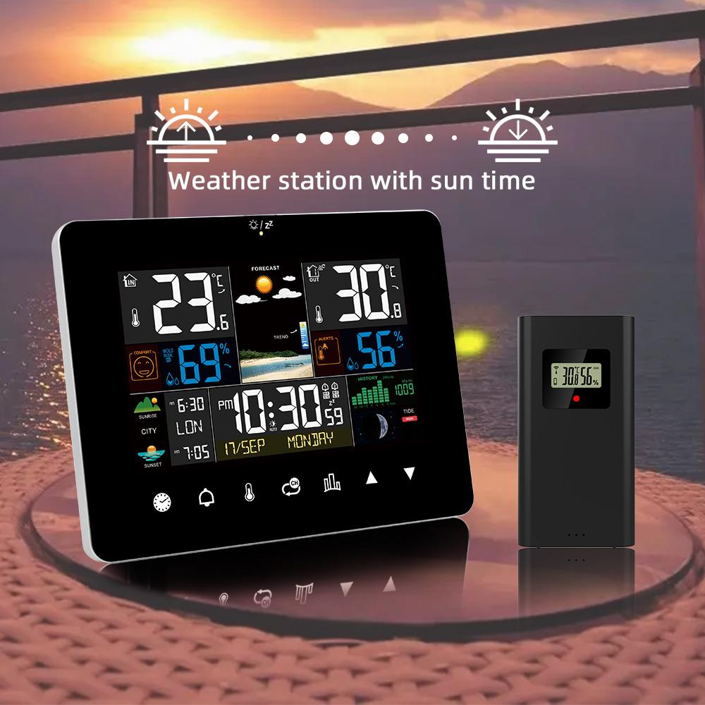 Multifunctional Weather Station Alarm Clock Thermometer Hygrometer Touch Screen Wireless Sensor