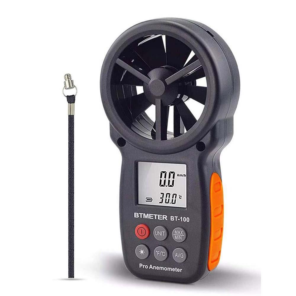 Digital handheld anemometer BT-100 for measuring wind speed, temperature, with backlight LCD